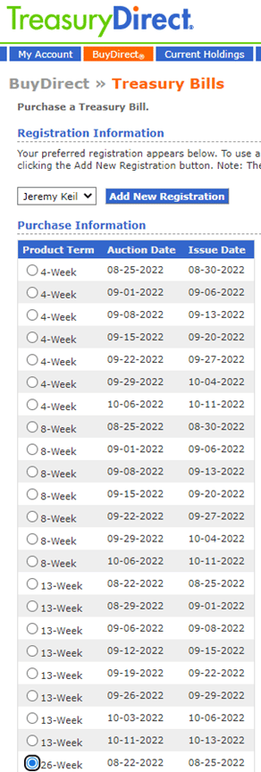 Treasury Direct T Bill Options 